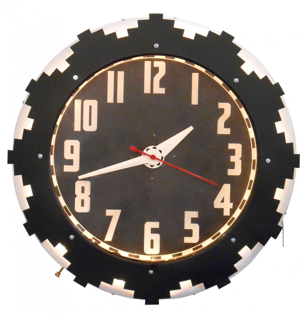 Clock, Cleveland Aztec, mfgd by Electric Neon Clock Co.