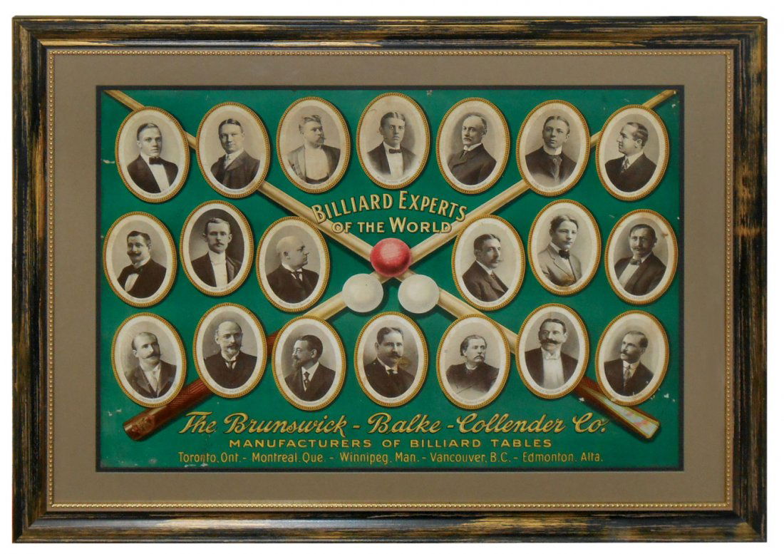 Billiard poster, "Billiard Experts of the World", issue May 05, 2013 Rich Penn Auctions in IA