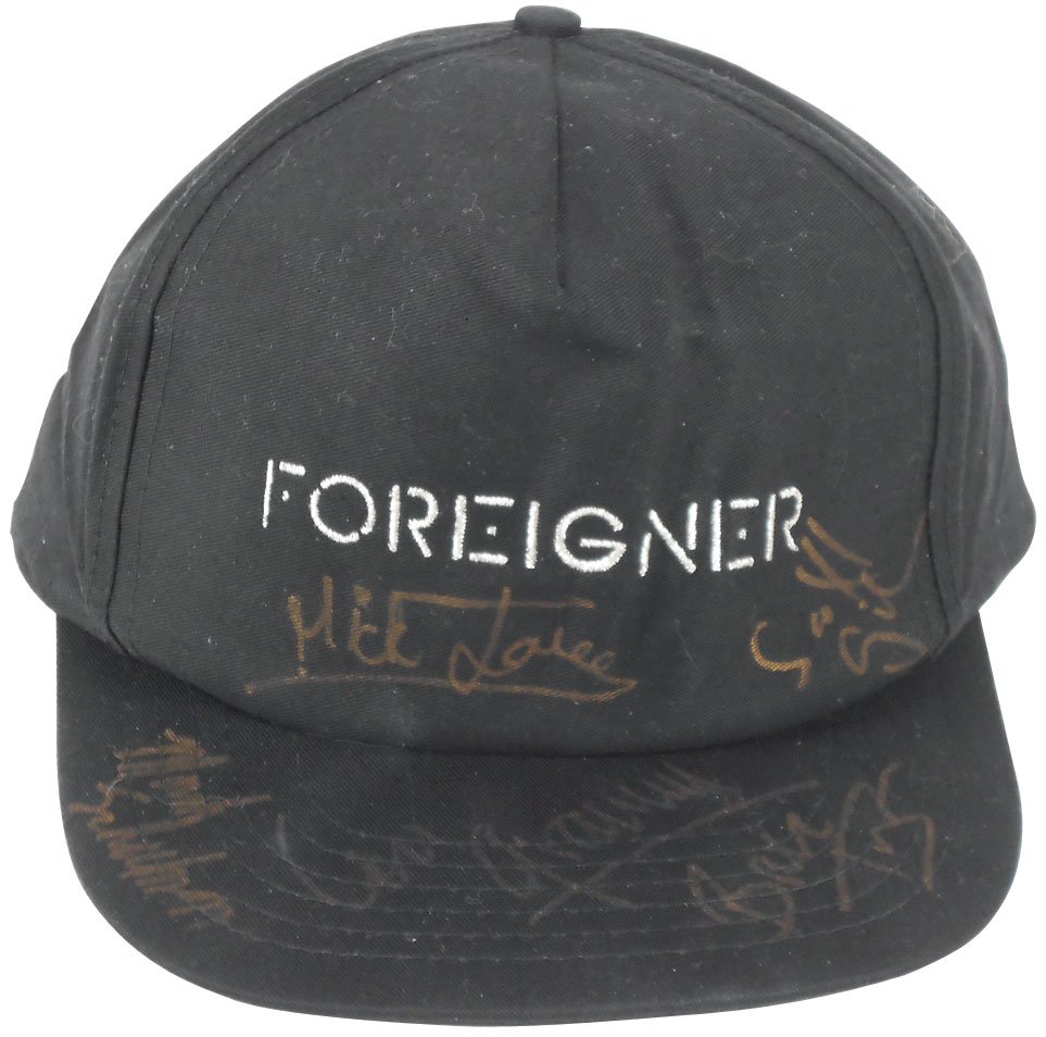 Rock 'n Roll, Foreigner autographed cap, signed by 5 ba: Rock 'n Roll, Foreigner autographed cap, signed by 5 band members, includes Mick Jones, Brian Tichy, Lou Gramm, Mark Schulman & one unidentified, Exc cond.