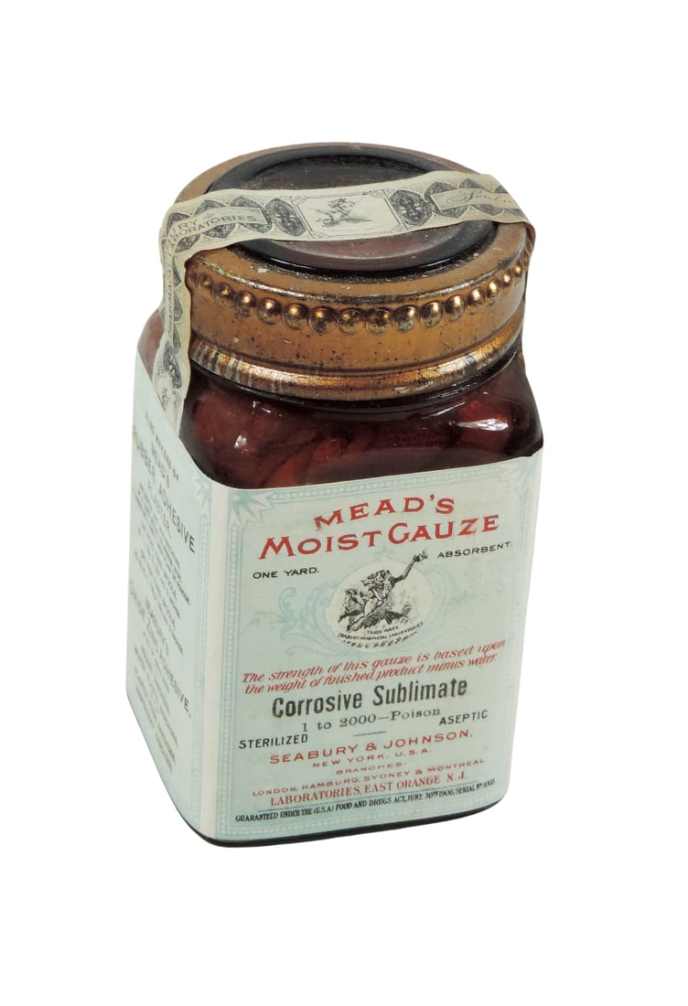 Drug Store Poison, Mead's Rubber Adhesive Plaster, Corrosive Sublimate 1 to 2000-Poison, 1 yard A...: Drug Store Poison, Mead's Rubber Adhesive Plaster, Corrosive Sublimate 1 to 2000-Poison, 1 yard Absorbent, Seabury & Johnson, New York-USA, Laboratories, East Orange, N.J., Guaranteed Under The Food a
