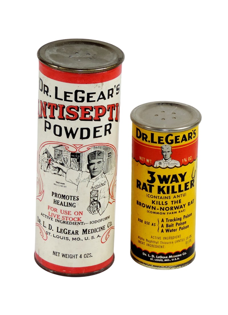 Veterinarian Medicine (2), Dr. LeGear's Antiseptic Powder, Dr. L.D. LeGear Medicine Co., St. Louis, (1 of 1)