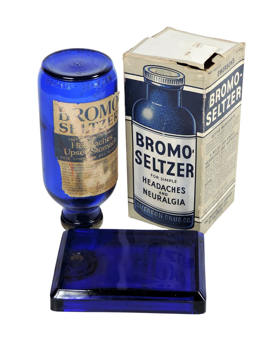 Drug Store Bromo Seltzer (2), BROMO Seltzer Dispenser Bottle w/paper label/tin twist off cap/orig... (1 of 1)