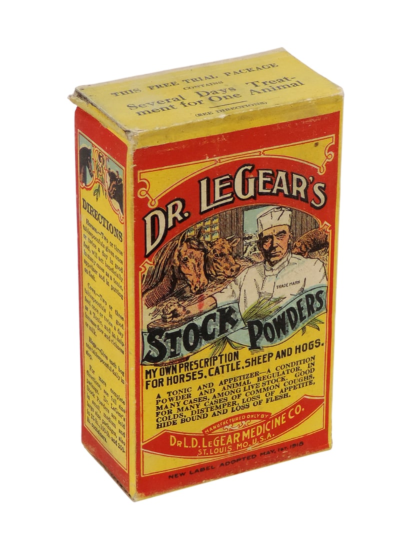 Veterinarian Medicine Sample Package, Dr. LeGear's Stock Powders, Mfg Only by Dr. L.D. LeGear Med... (1 of 2)