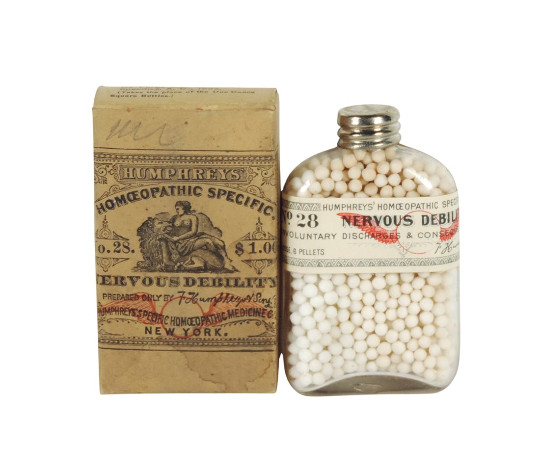 Drug Store Bottle, Humphrey's Homeopathic Specific, Nervous Debility, Involuntary Discharges & Co... (1 of 2)