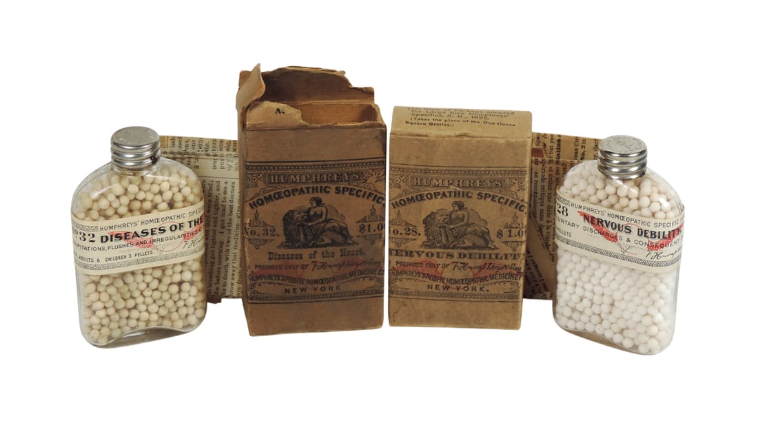Drug Store Bottles (2), Humphrey's Homeopathic Specific, No.28 Nervous Debility & No. 32 Diseases... (1 of 1)