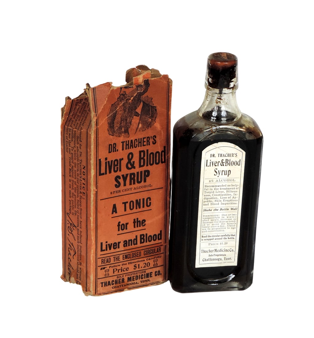 Drug Store Bottle, Dr. Thacher's Liver & Blood Syrup, Thacher Medicine Co. Sole Proprietors, Chat... (1 of 1)