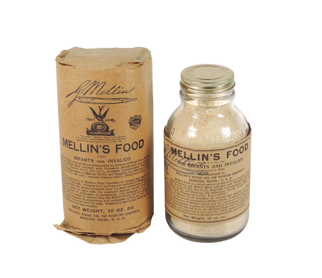 Drug Store Bottle, Mellin's Food For Infants and Invalids, Milk Modifier, c.1880s, Net Weight 10 ... (1 of 2)