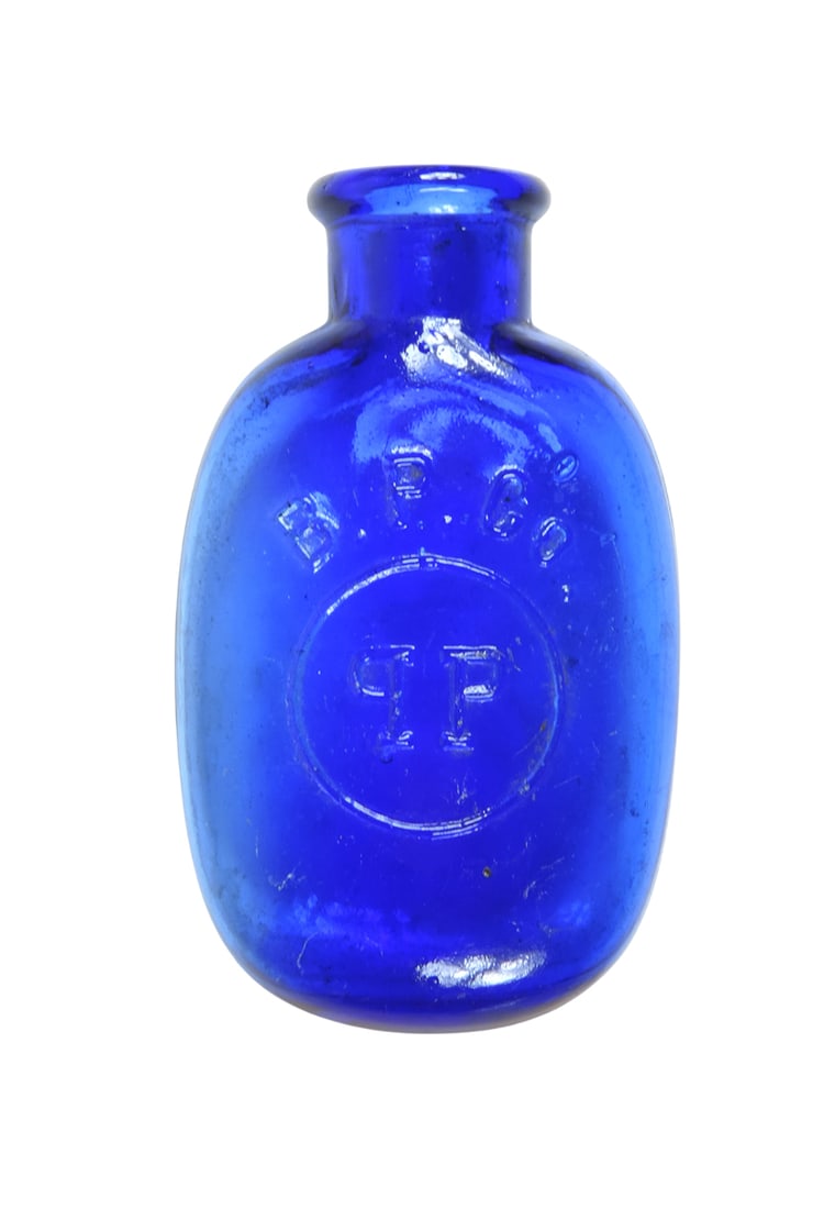Drug Store Bottle, Miniature cobalt blue glass pill bottle, c. late 1800s, embossed B P Co., PP (... (1 of 1)