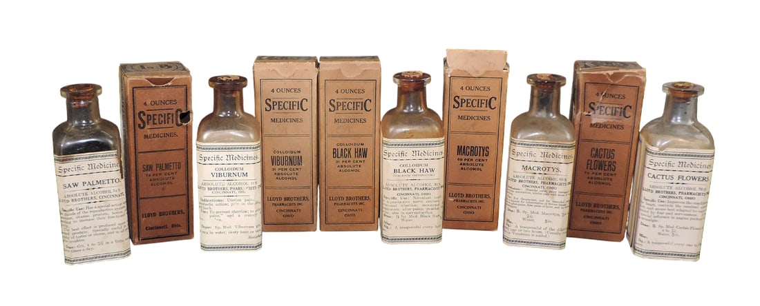 Drug Store Bottles (5), Specific Medicines from Lloyd Brothers, Pharmacists, Inc., c.1880s, 4 oz ... (1 of 1)