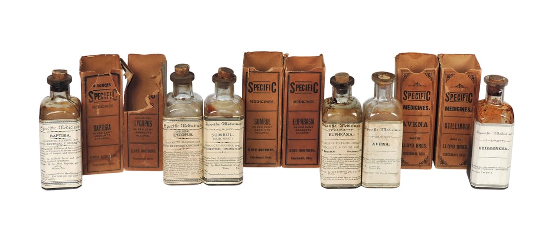 Drug Store Bottles (6), Specific Medicines from Lloyd Brothers, Pharmacists, Inc., c.1880s, 4 oz ... (1 of 1)