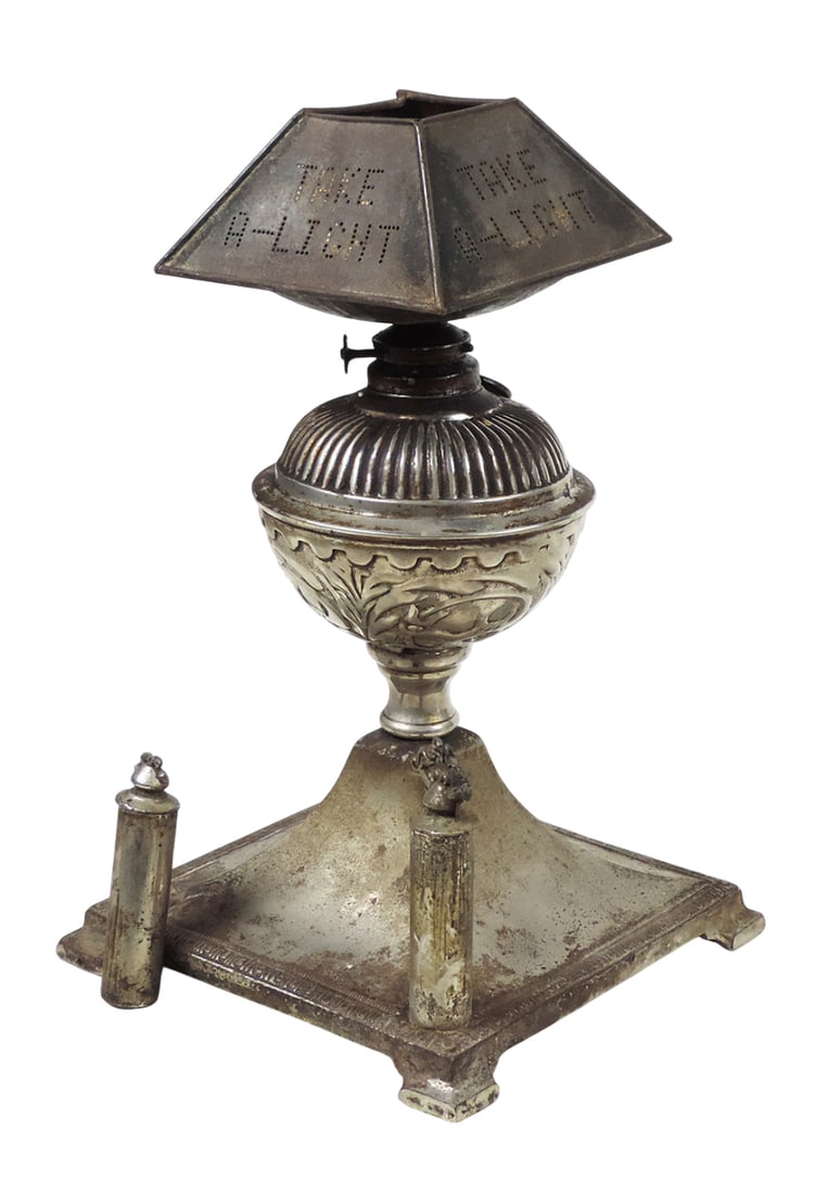 Cigar Lighter, Take A-Light Advertising Specialty Table Cigar Lighter, cast iron/metal, kerosene/... (1 of 1)