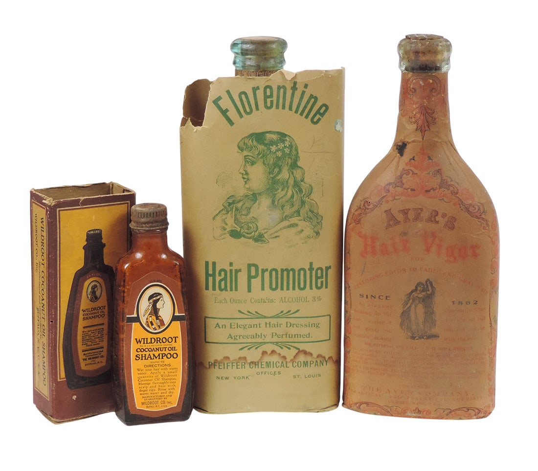 Drug Store Bottles (3), Florentine Hair Promoter, 3% Alcohol, Pfeiffer Chemical Company, New York... (1 of 1)