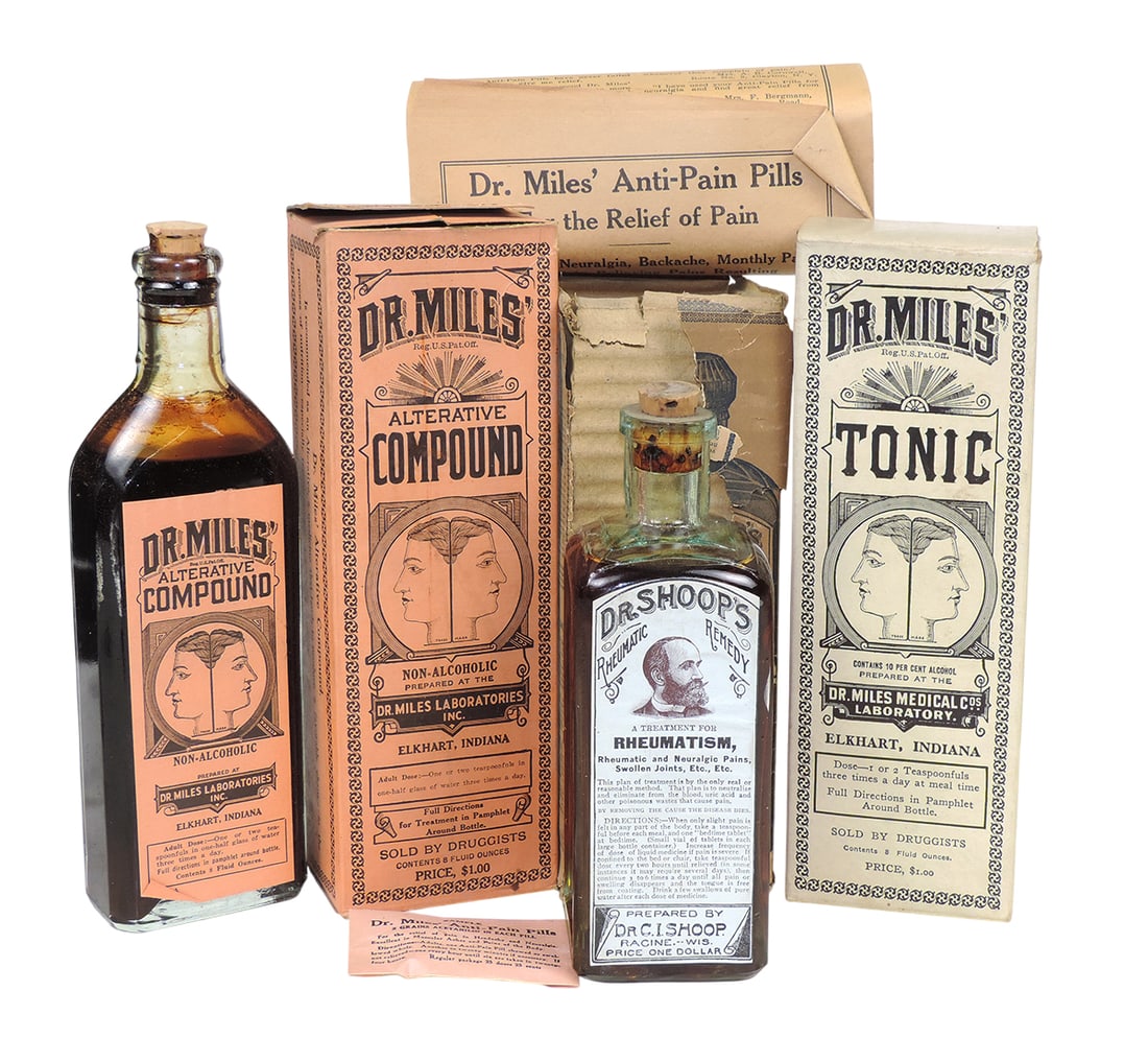 Drug Store Bottles (3), Dr. Miles' Alterative Compound, 0% Alcohol, 8 Fluid Ozs., Trade Mark REG.... (1 of 1)