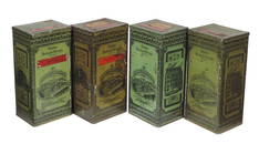 Drug Store Tins (4), Choice Botanie Drugs, Pressed Pink-Root, Lobelia, Elder Flower-has paper label