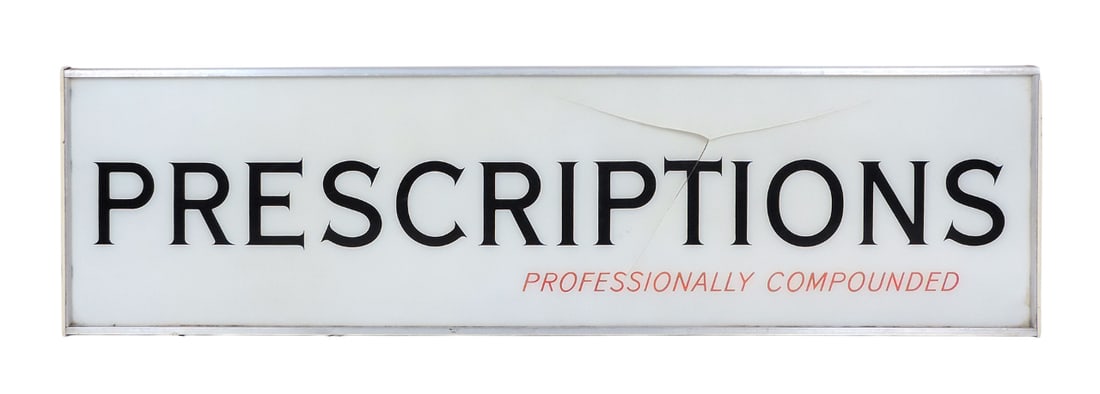 Prescriptions Professionally Compounded Display Light, electrical/metal/aluminum/plastic, cracked... (1 of 1)