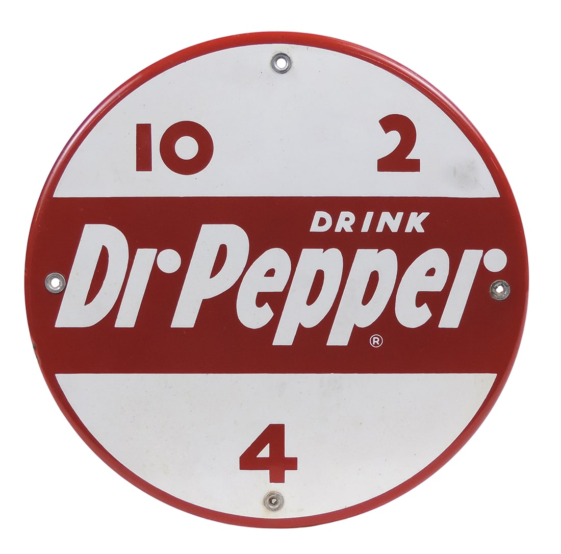 Dr PepperPorcelain Sign, 10-2-4 an advertising slogan to drink Dr. Pepper at 10AM, 2PM, 4PM, Drin... (1 of 1)