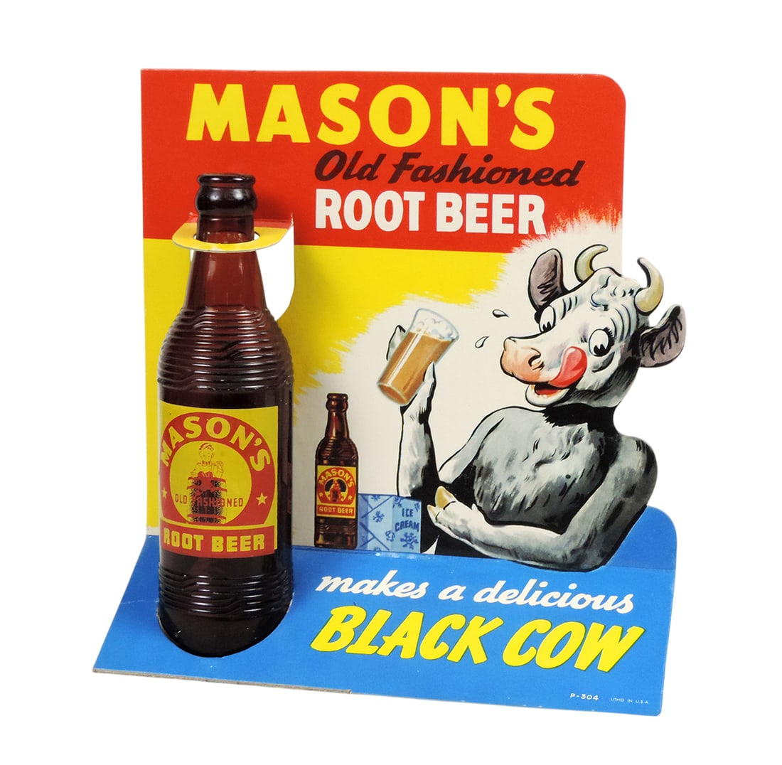 Advertising Mason's Old Fashioned Root Beer Bottle Display, makes a delicious Black Cow, P-304, L... (1 of 1)