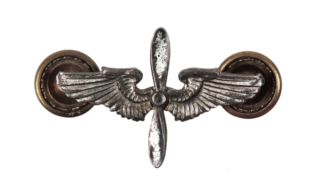 Military Insignia, WWII U.S. Army Air Corps Propeller & Wings Pin, likely made of sterling silver... (1 of 1)