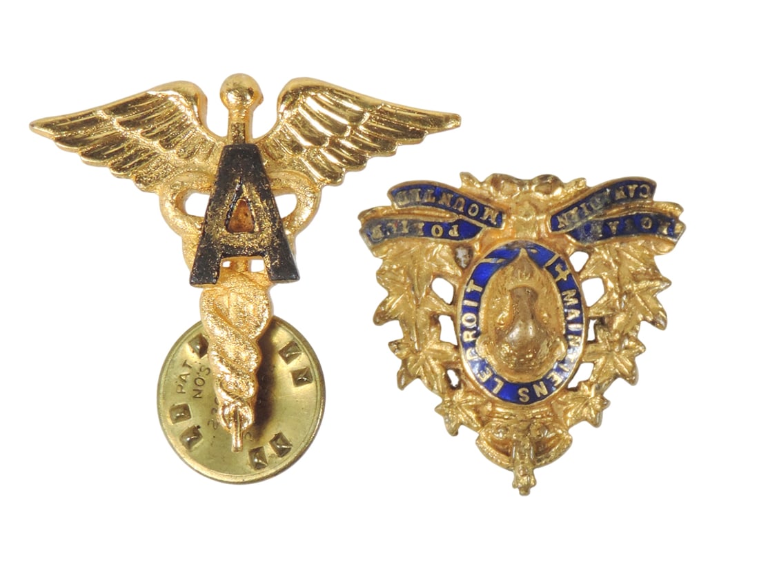 Military Insignia Badges (2), Royal Canadian Mounted Police (RCMP) Cap Badge, features bison head... (1 of 2)