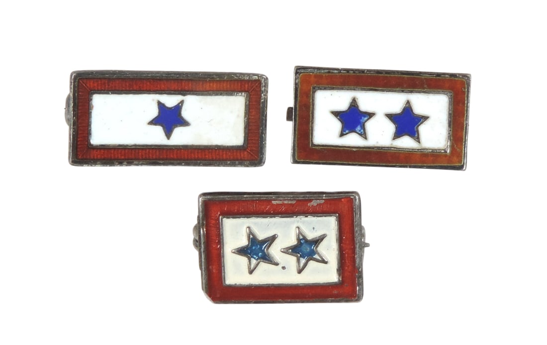 Military "Sons In Service" Pins (3), Sterling Silver/Enamel, Two Sons In Service (2), One Son In ... (1 of 1)