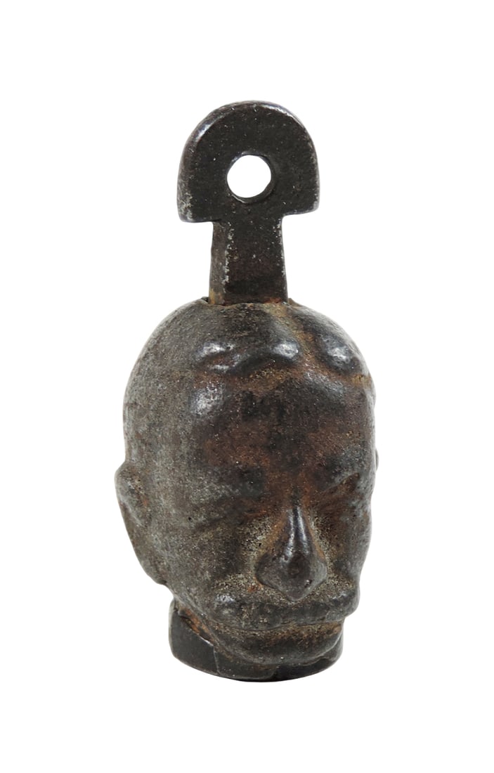 Admiral Dewey Cap Bomb, 3-D cast iron figural head, the collar is formed as a separate piece that... (1 of 3)