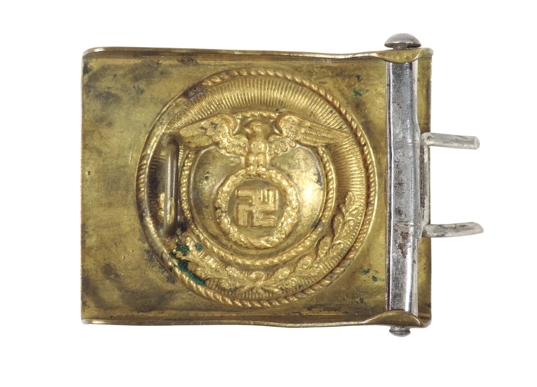 Military Nazi Party Belt Buckle, SA (Sturmabteilung) (Storm-troops), first belt buckle introduced...: Military Nazi Party Belt Buckle, SA (Sturmabteilung) (Storm-troops), first belt buckle introduced by the Nazi Party (NSDAP) National-Socialist German Worker's-party) around 1921-1923, also worn by oth