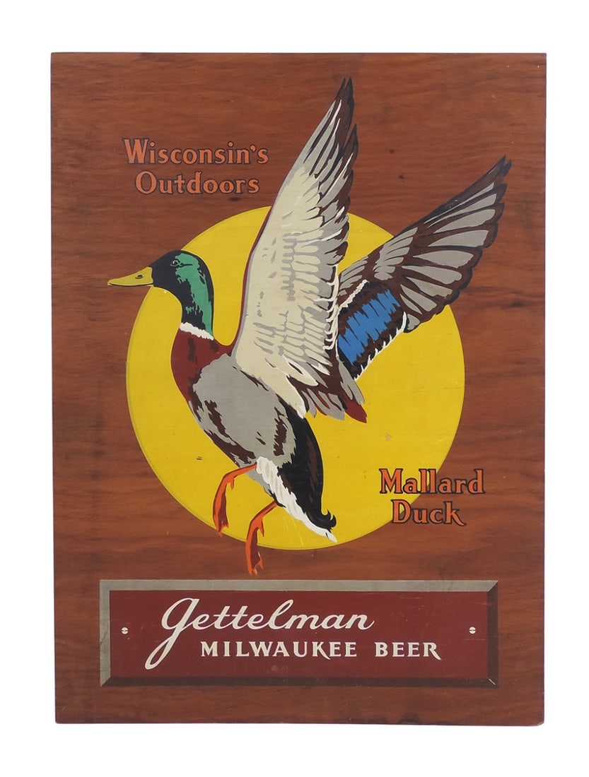 Gettelman Milwaukee Beer sign, Wisconsin's Outdoors, Mallard Duck, .25" thick wooden sign, appear... (1 of 1)