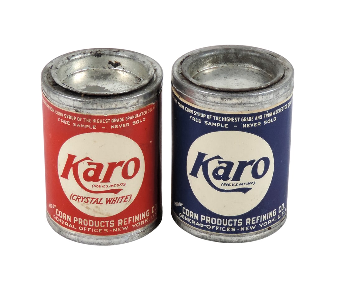 Country Store Karo Free Sample Tins (2), NOS w/orig contents, tin w/paper label, REG U.S. PAT OFF... (1 of 2)