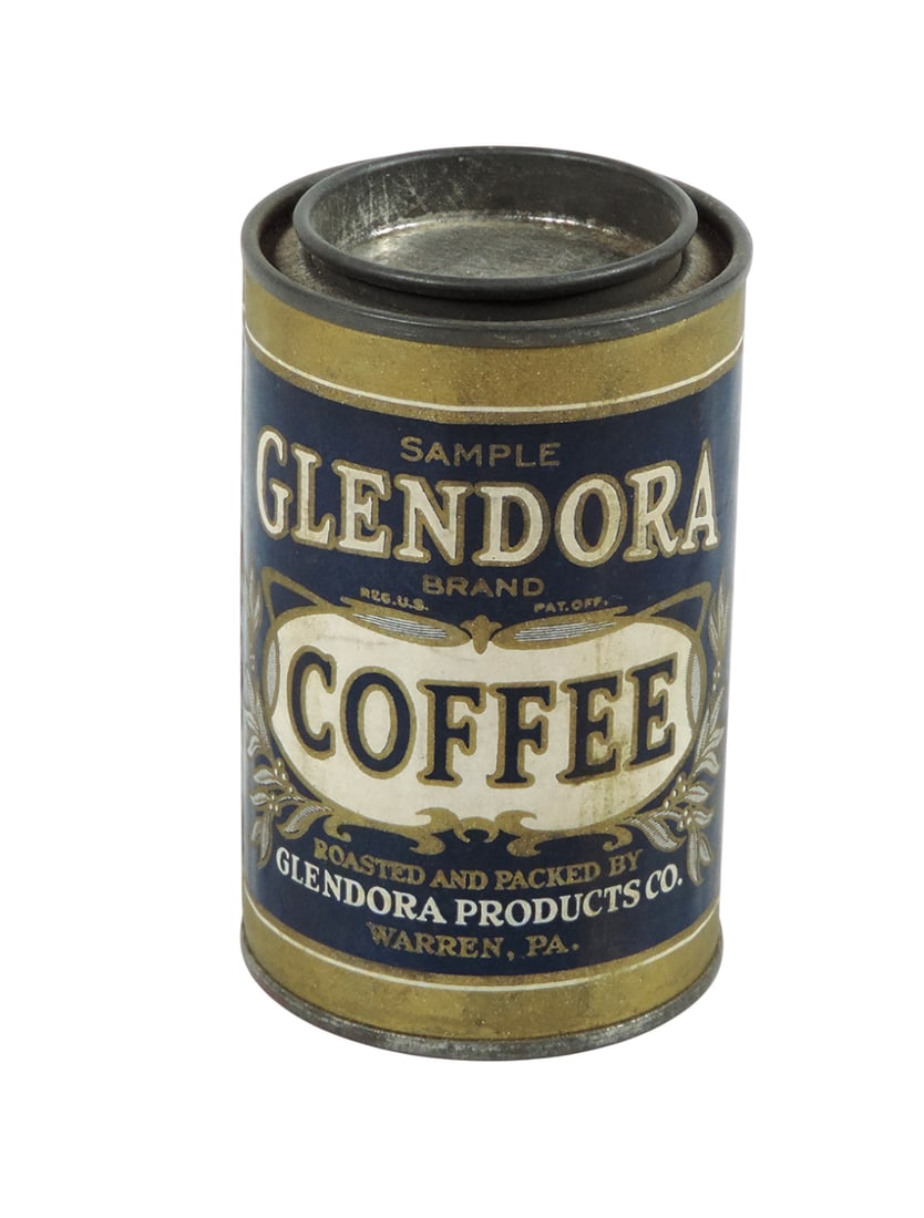 Country Store Glendora Coffee Sample Tin, tin w/paper label, REG U.S. PAT OFF, Roasted and Packed... (1 of 2)