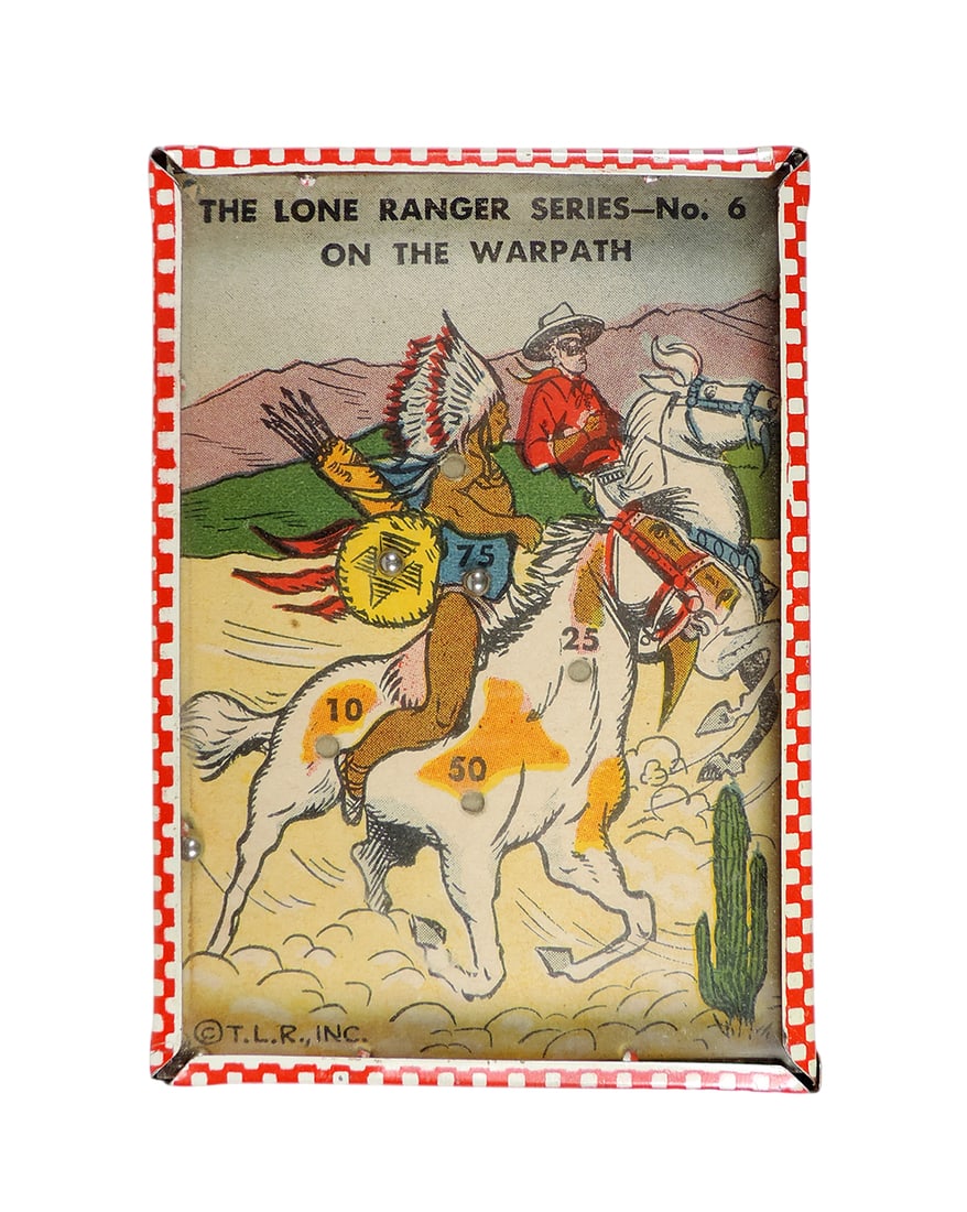 Lone Ranger Series No. 6 On The Warpath Dexterity Game, litho on tin/cardboard/Plexiglas, c.1930s... (1 of 1)