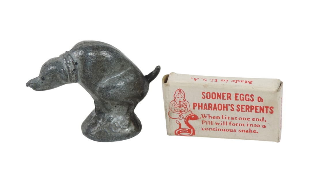 Naughty Dog Fireworks Holder & Sooner Eggs or Pharaoh's Serpents box w/small amount of product, P... (1 of 2)