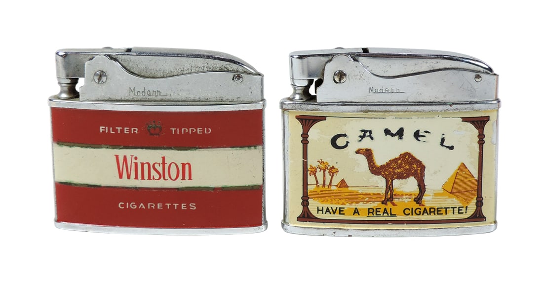 Cigarette Lighters (2), Camel & Winston, embossed Modern Superior Quality by H.M.C Japan, VG cond... (1 of 3)