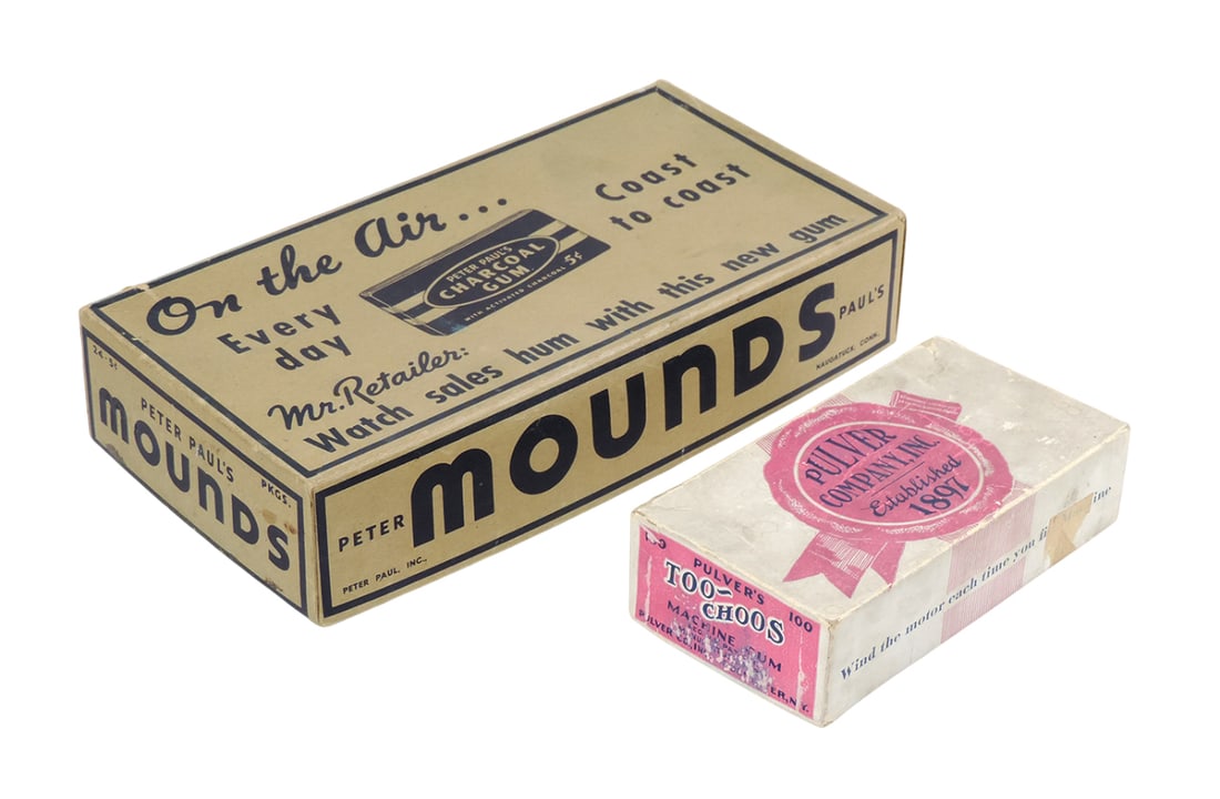 Chewing Gum Boxes (2), Pulver Too-Choos Machine Gum, REG U.S. PAT OFF, Mfg By Pulver Company, Inc., (1 of 1)