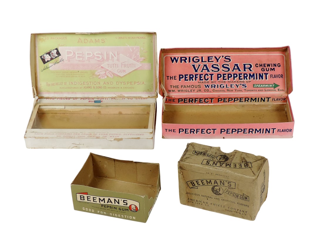 Chewing Gum Boxes (4), Beeman's Pepsin Gum (2), REG U.S. PAT OFF, American Chicle Co., New York, ... (1 of 2)