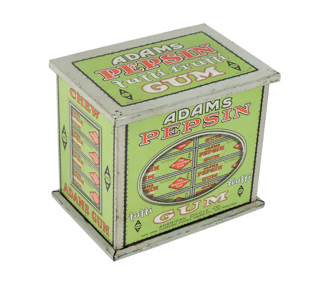 Adam's Pepsin Tutti Frutti Gum Display Tin, American Chicle Co., New York-Cleveland-Chicago-Kansa... (1 of 2)