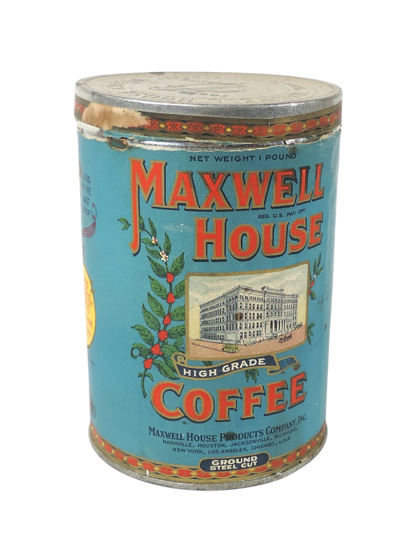Country Store Maxwell House Coffee Tin w/paper label, Maxwell House Products Co., Inc., REG U.S. ... (1 of 4)