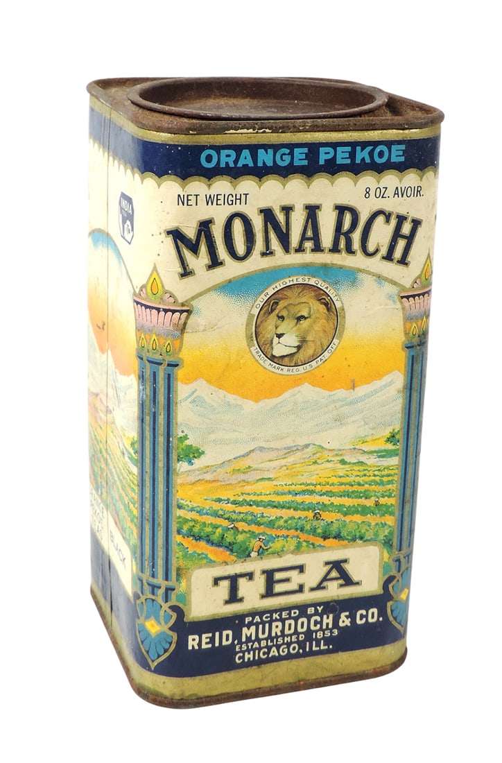 Country Store Monarch Tea Container, Orange Pekoe, Packed By Reid, Murdoch & Co., Established 195... (1 of 2)