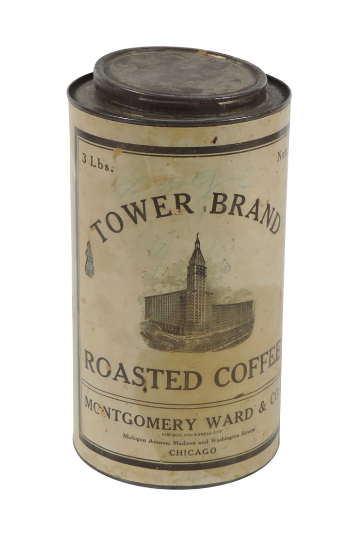 Country Store Tower Brand Roasted Coffee Tin, Montgomery Ward & Co., Chicago & Kansas City-USA, 3... (1 of 2)
