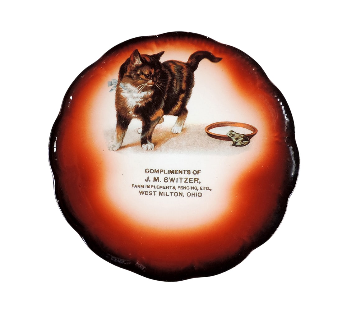 Farming Advertising Plate, Compliments of J.M. Switzer, Farm Implements, Fencing, Etc., West Milt... (1 of 2)