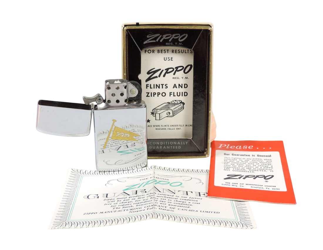 Zodiac Aris ZIPPO  Lighter, Slim Lighter, No. 1503  in orig box/instruction papers, gold XM inlay... (1 of 2)