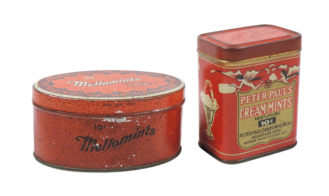 Country Store Candy Tins (2), Mellomints, REG U.S. PAT OFF, Satin Finish Trade Mark REG U.S. PAT ... (1 of 2)