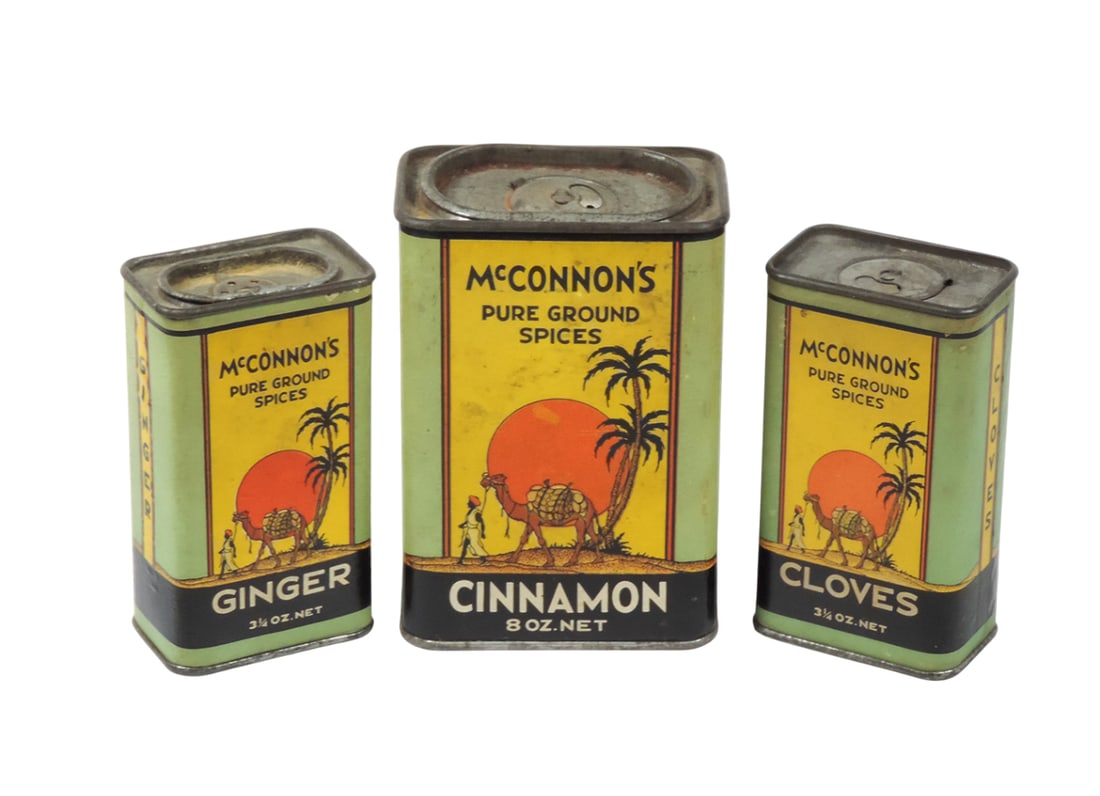 Country Store McConnon's Spice Containers (3), Mfg by McConnon & Company, Winona, Minn-USA, tin t... (1 of 2)