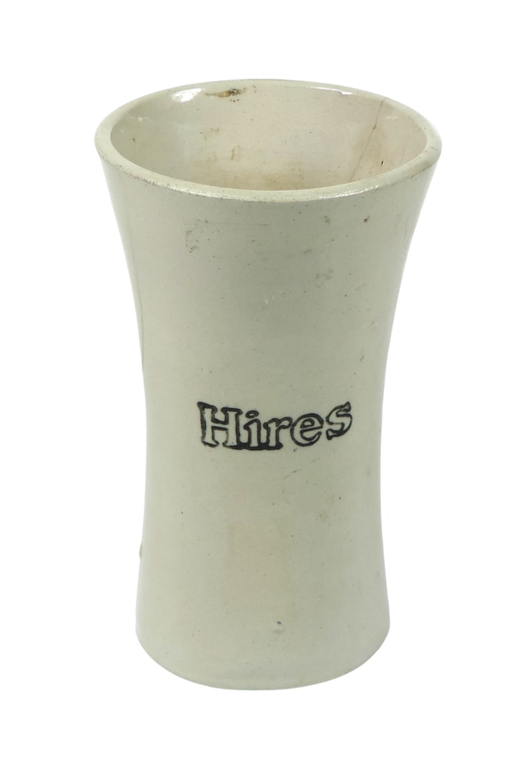 HIRES Root Beer Mug, Stamped "Use As Container Except For Hires Is Illegal" on bottom, stoneware,... (1 of 3)