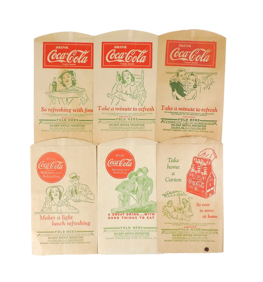 Coca-Cola No-Drip Bottle Protectors (6), Trade Mark REG U.S. PAT OFF, Made by The No-Drip Co., Ch... (1 of 1)