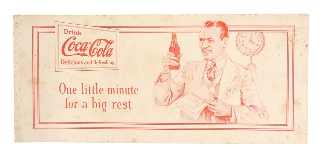Coca-Cola Blotter, Rare Fountain Sales, c.1920s, "One little minute for a big rest", Coca-Cola Tr... (1 of 1)