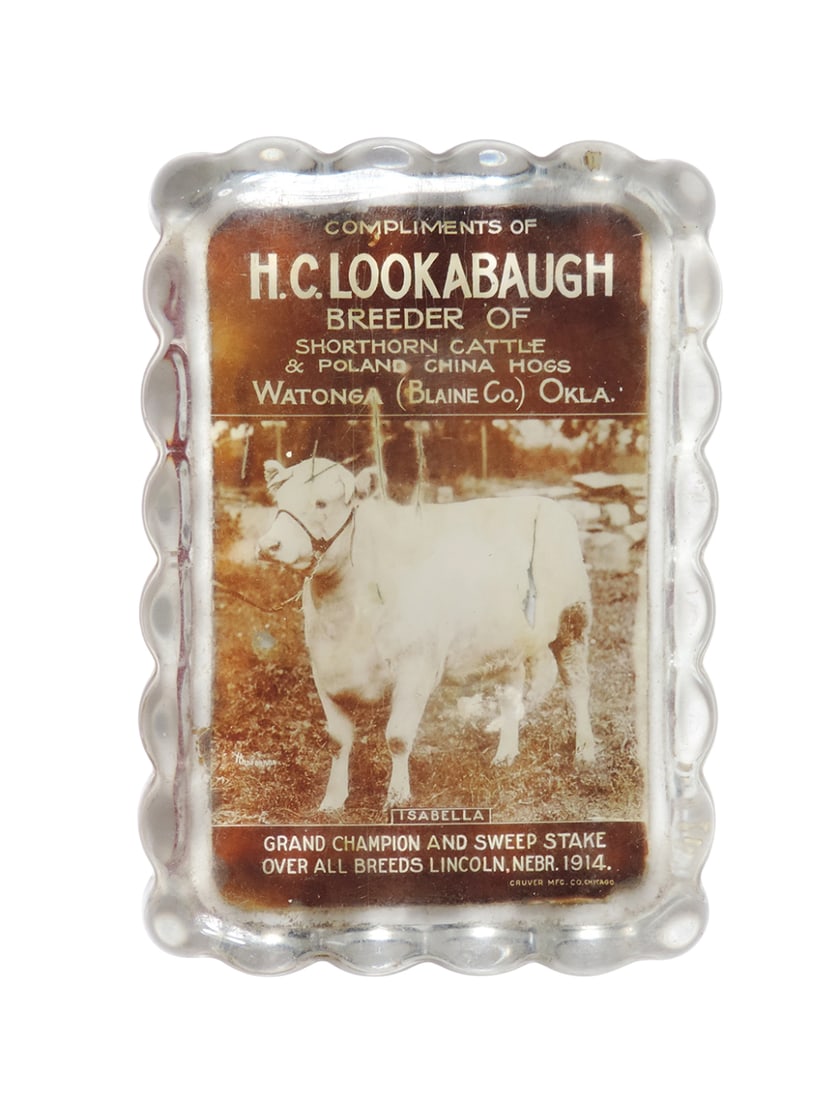 Paperweight, Compliments Of H.C. Lookabaugh, Breeder Of Shorthorn Cattle & Poland China Hogs, Wat... (1 of 1)