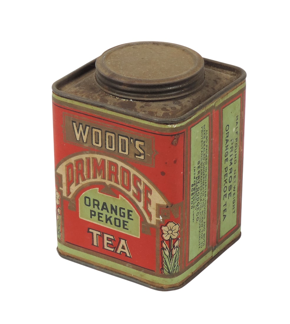 Country Store Wood's Primrose Orange Pekoe Tea Tin, Berry Dodge Co., Successors To Thomas Wood Co., (1 of 2)