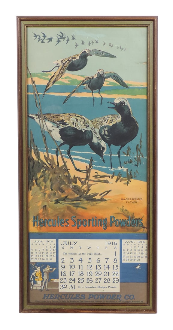 Advertising Hercules Sporting Powders Calendar, c. 1916, Black Breasted Plover, American Lithogra... (1 of 1)