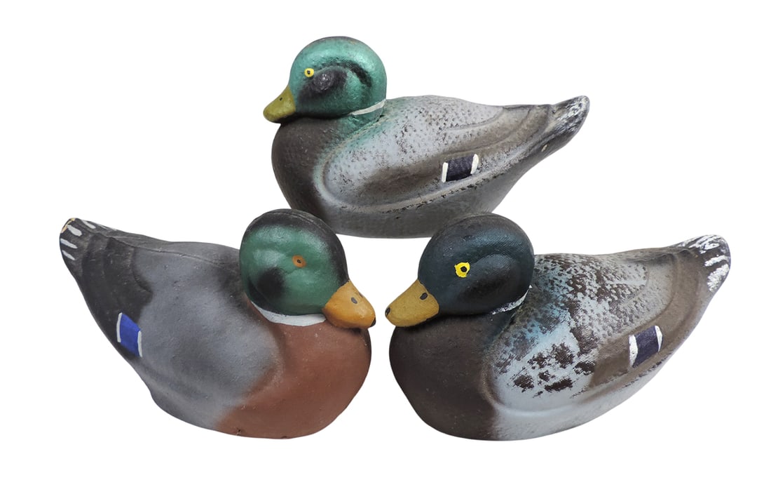 Duck Decoys (3), Miniature/Salesman Samples, unmarked, hand painted, molded paper-mache, hollow b... (1 of 2)