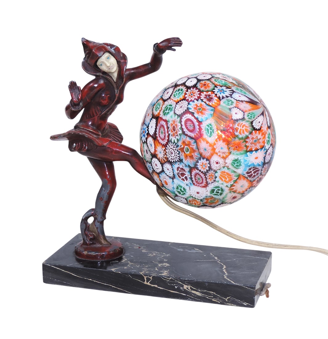 Art Deco Dancing Pixie Lamp, typically crafted from spelter (a zinc alloy resembling bronze) for ... (1 of 1)